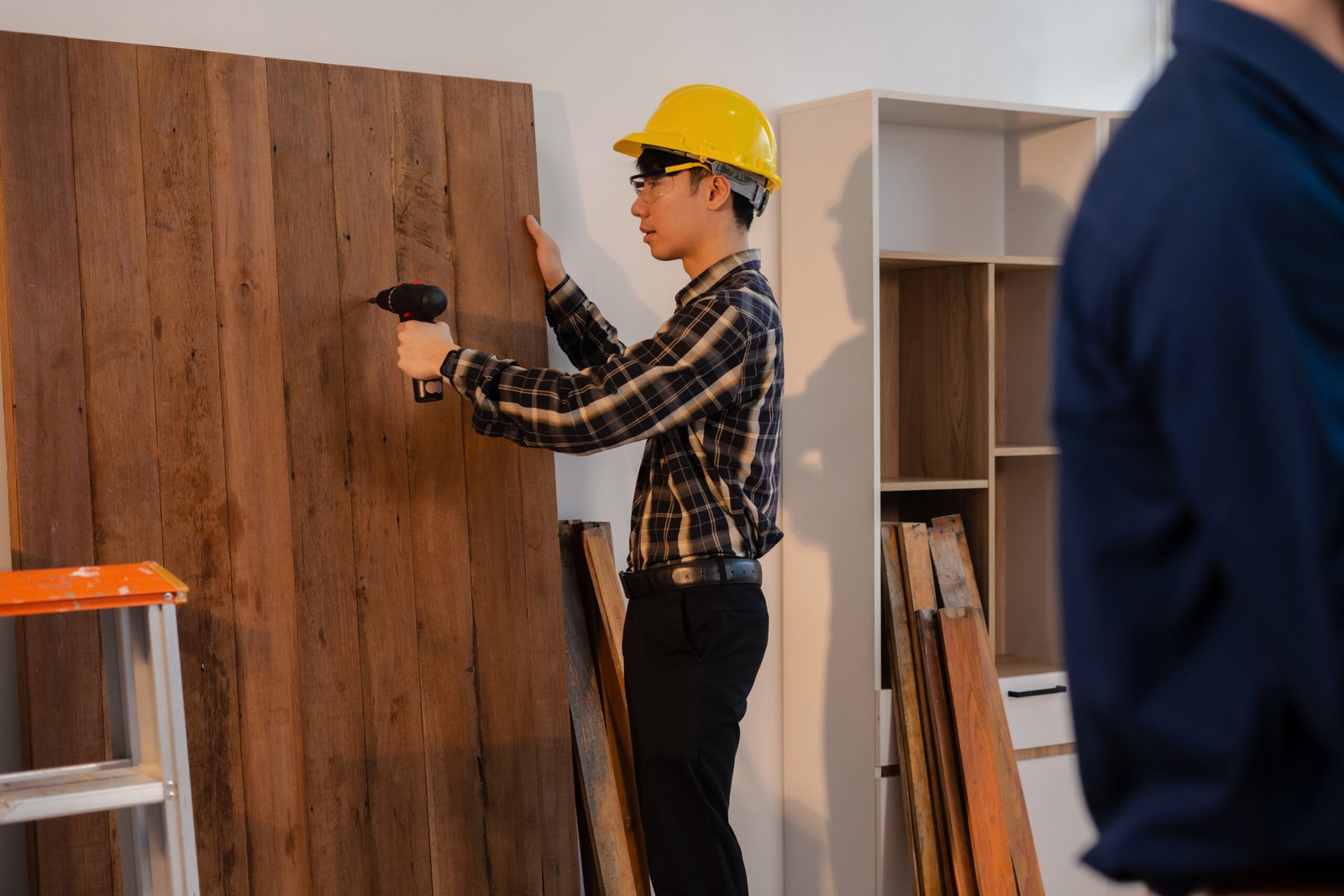 Team architect or engineer in office working on architects project.